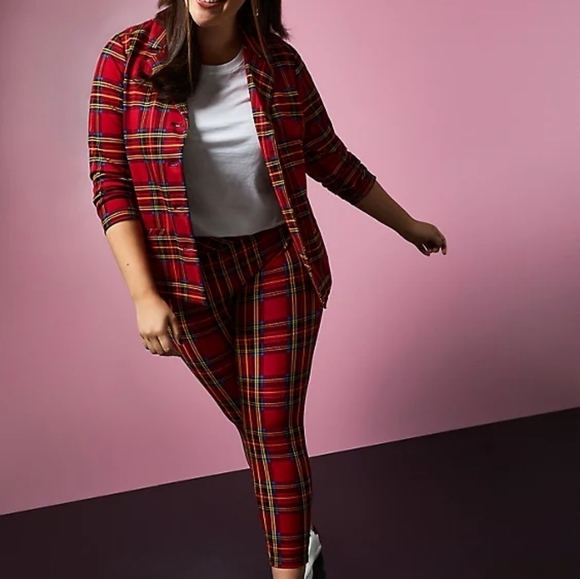 Torrid Betsey Johnson Plaid Premium Ponte Blazer - Picture 3 of 7